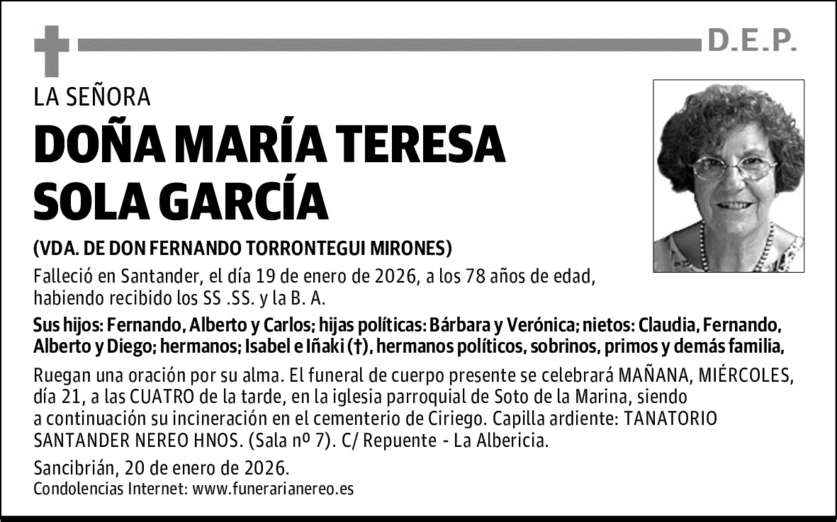 DOÑA MARÍA TERESA SOLA GARCÍA