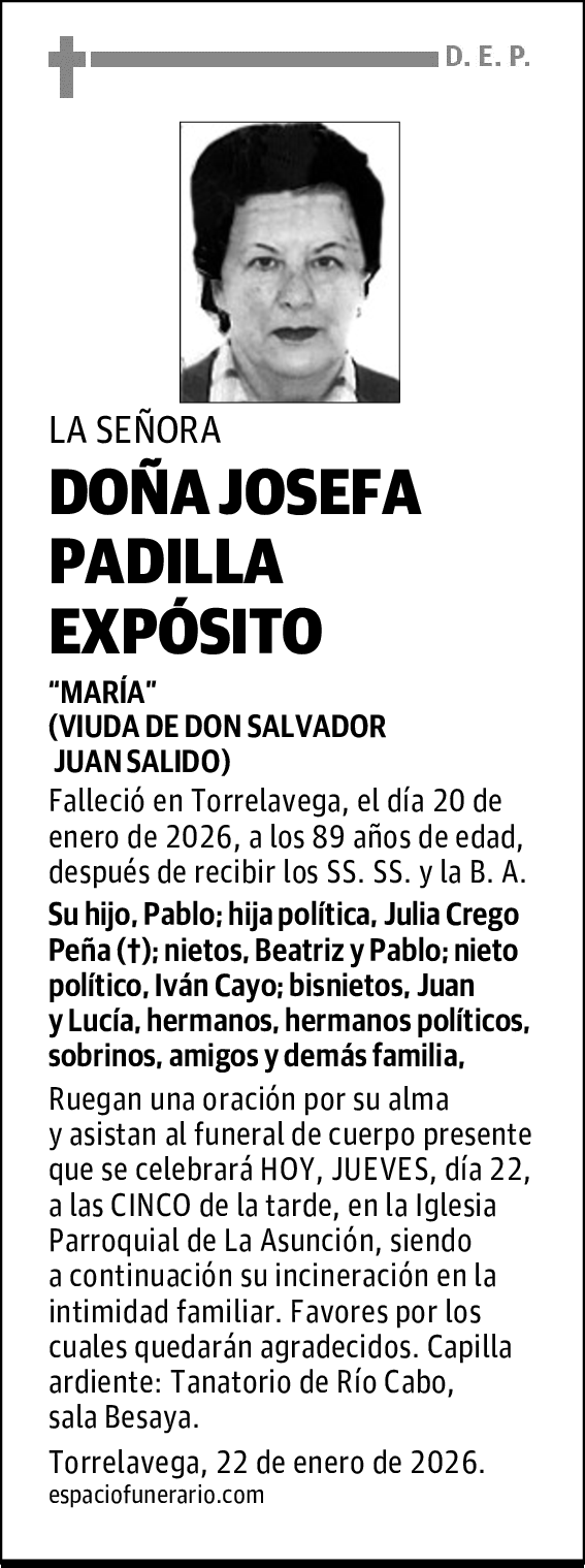 DOÑA JOSEFA PADILLA EXPÓSITO