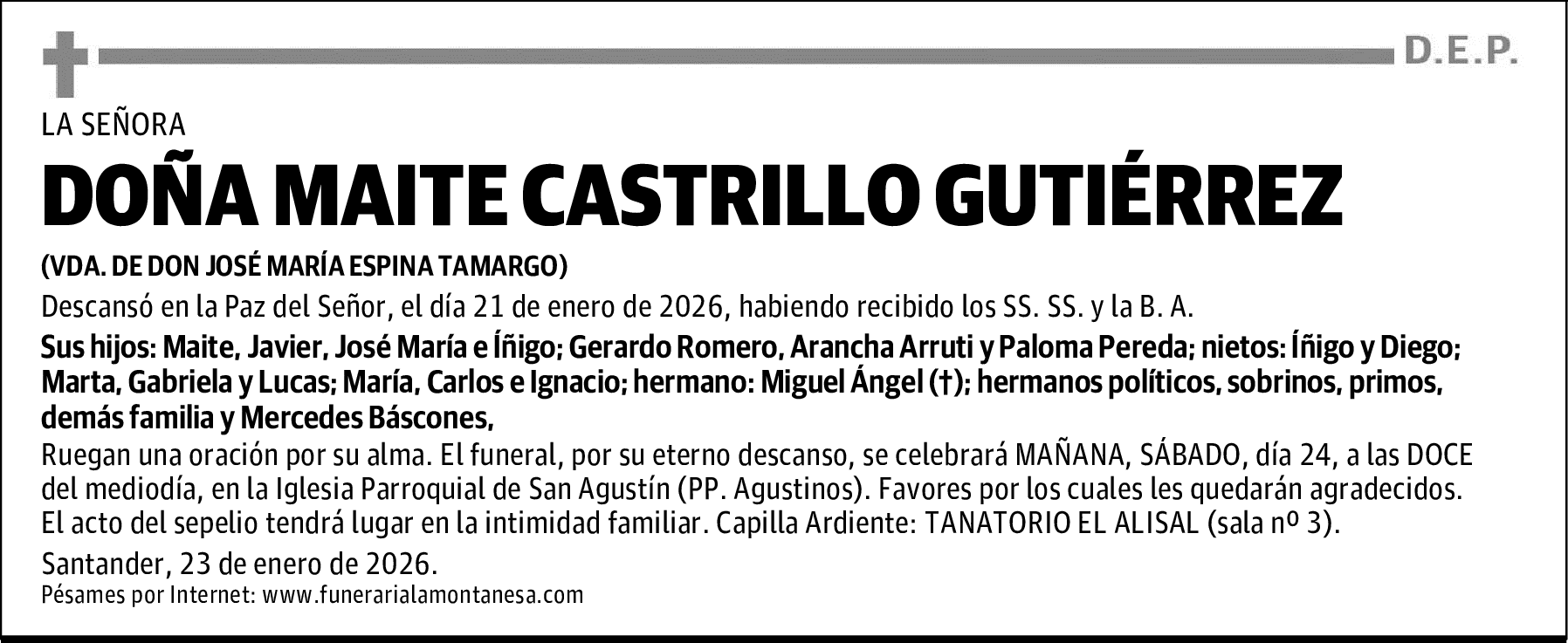 DOÑA MAITE CASTRILLO GUTIÉRREZ