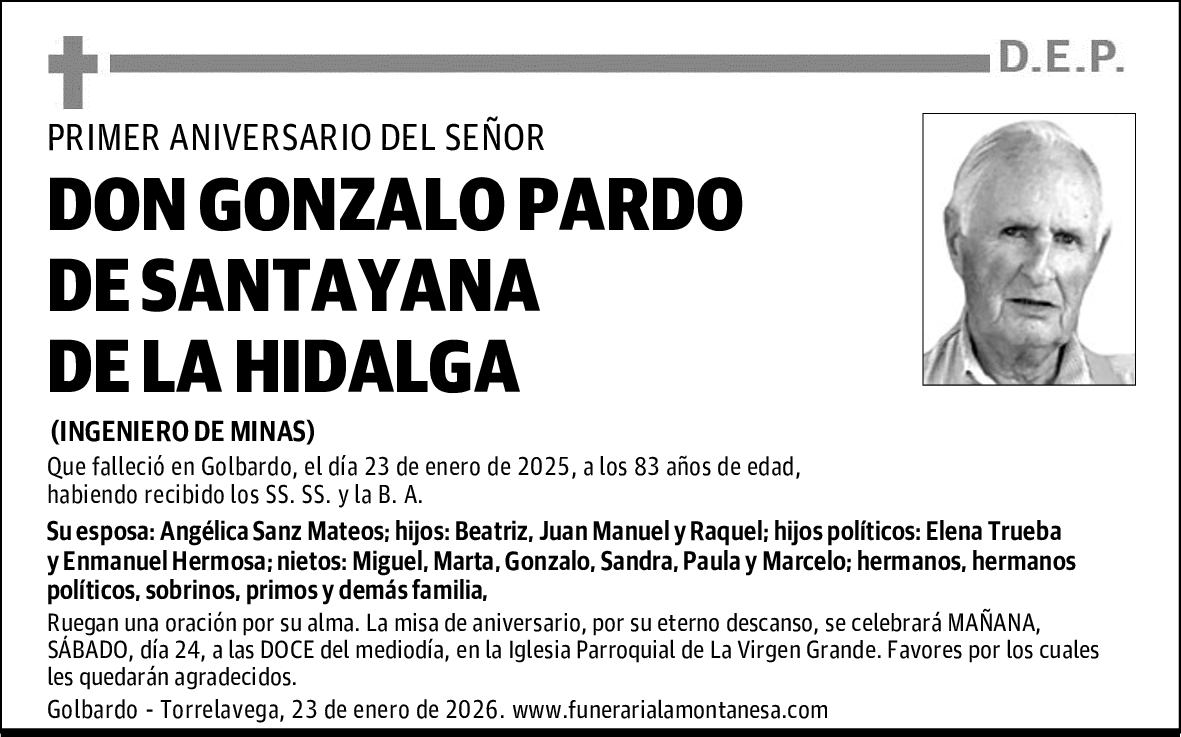 DON GONZALO PARDO DE SANTAYANA DE LA HIDALGA