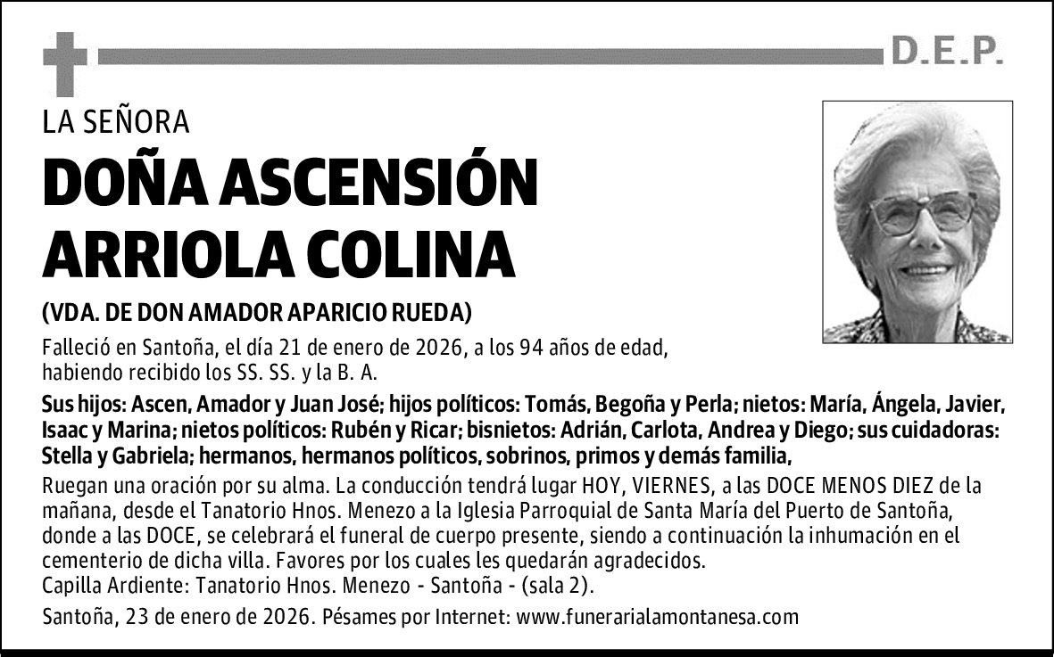DOÑA ASCENSIÓN ARRIOLA COLINA