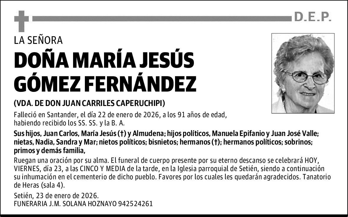 DOÑA MARÍA JESÚS GÓMEZ FERNÁNDEZ