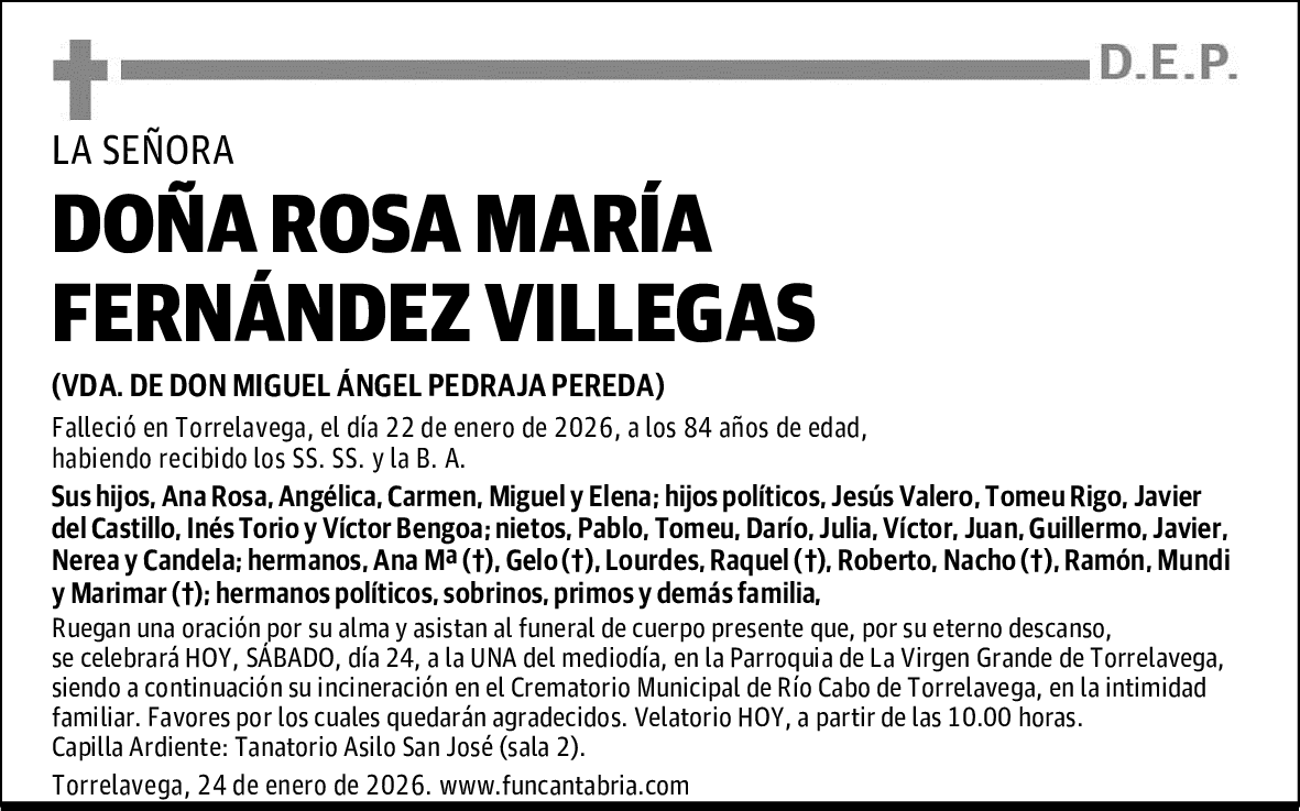 DOÑA ROSA MARÍA FERNÁNDEZ VILLEGAS