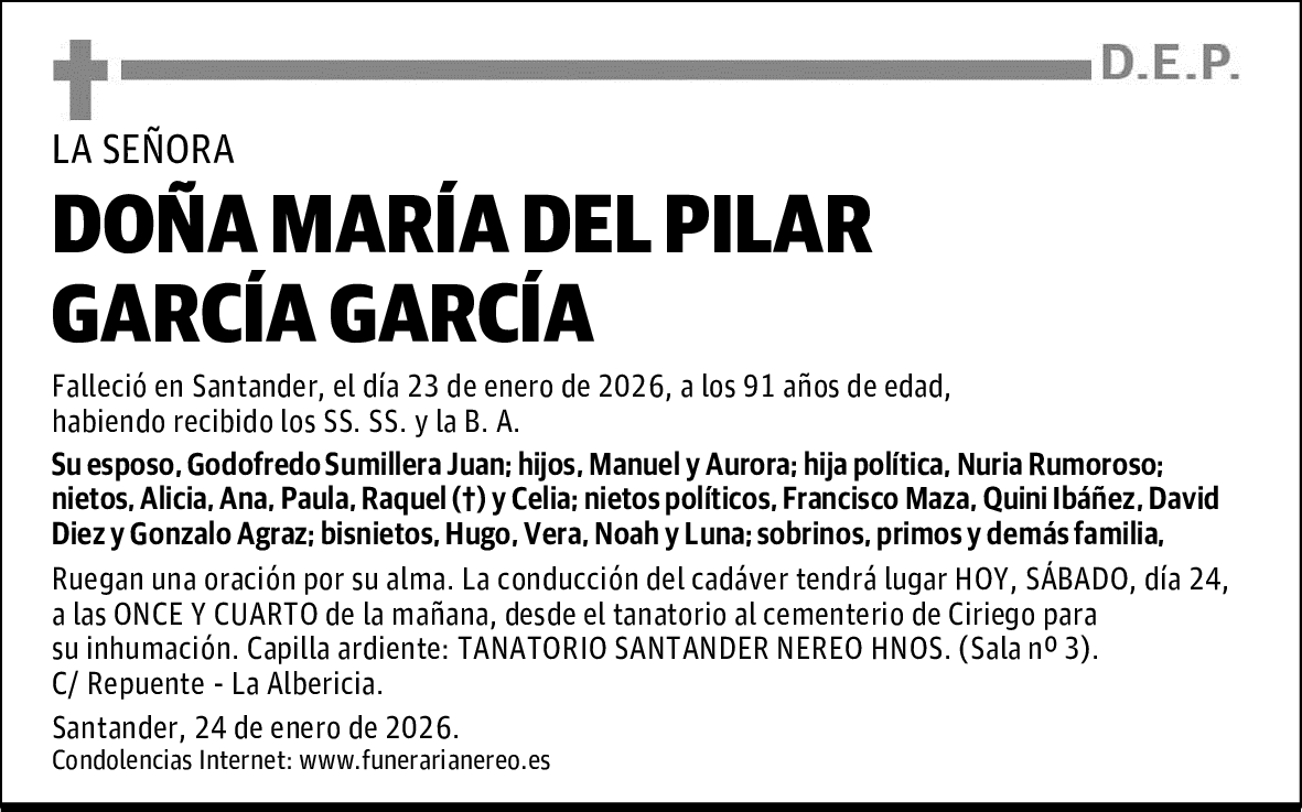 DOÑA MARÍA DEL PILAR GARCÍA GARCÍA