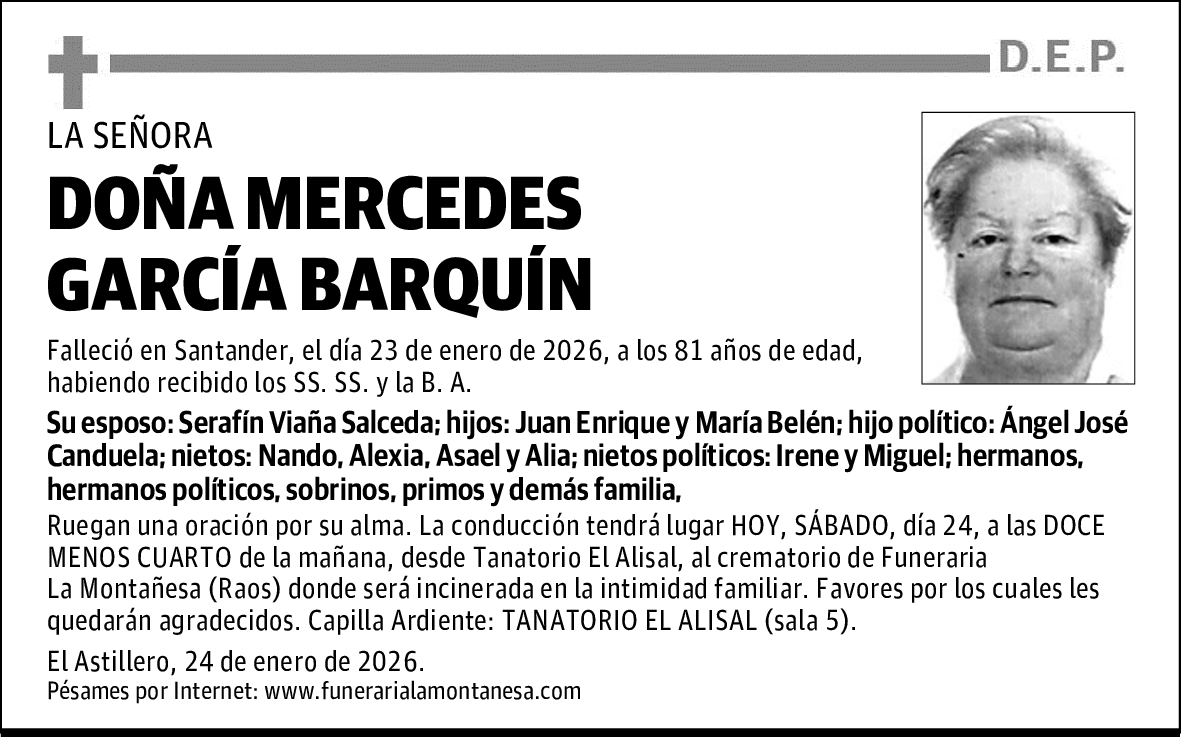 DOÑA MERCEDES GARCÍA BARQUÍN