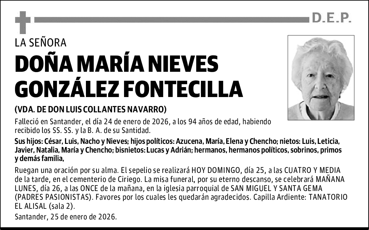 DOÑA MARÍA NIEVES GONZÁLEZ FONTECILLA