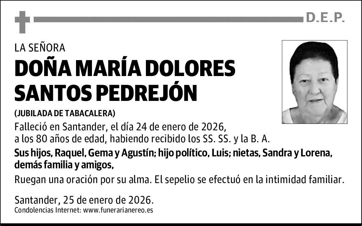 DOÑA MARÍA DOLORES SANTOS PEDREJÓN