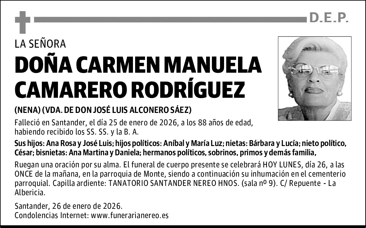 DOÑA CARMEN MANUELA CAMARERO RODRÍGUEZ