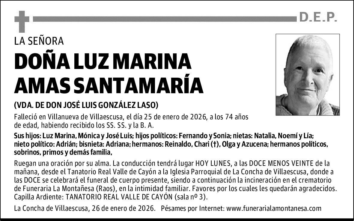 DOÑA LUZ MARINA AMAS SANTAMARÍA