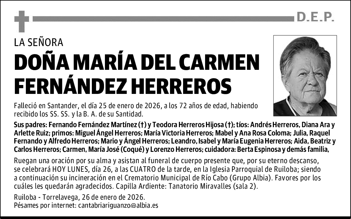 DOÑA MARÍA DEL CARMEN FERNÁNDEZ HERREROS