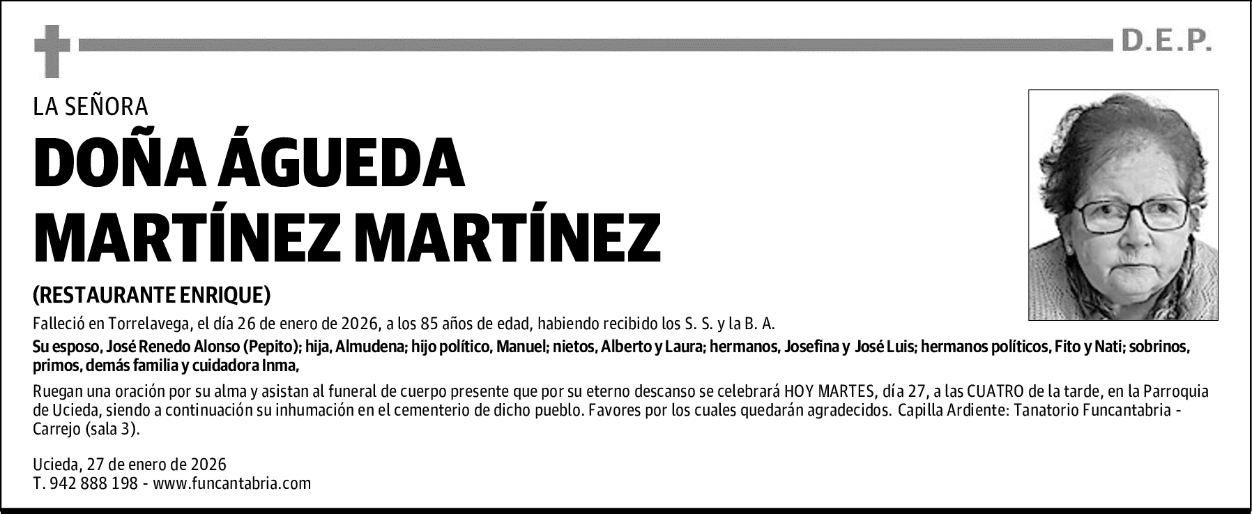 DOÑA ÁGUEDA MARTÍNEZ MARTÍNEZ