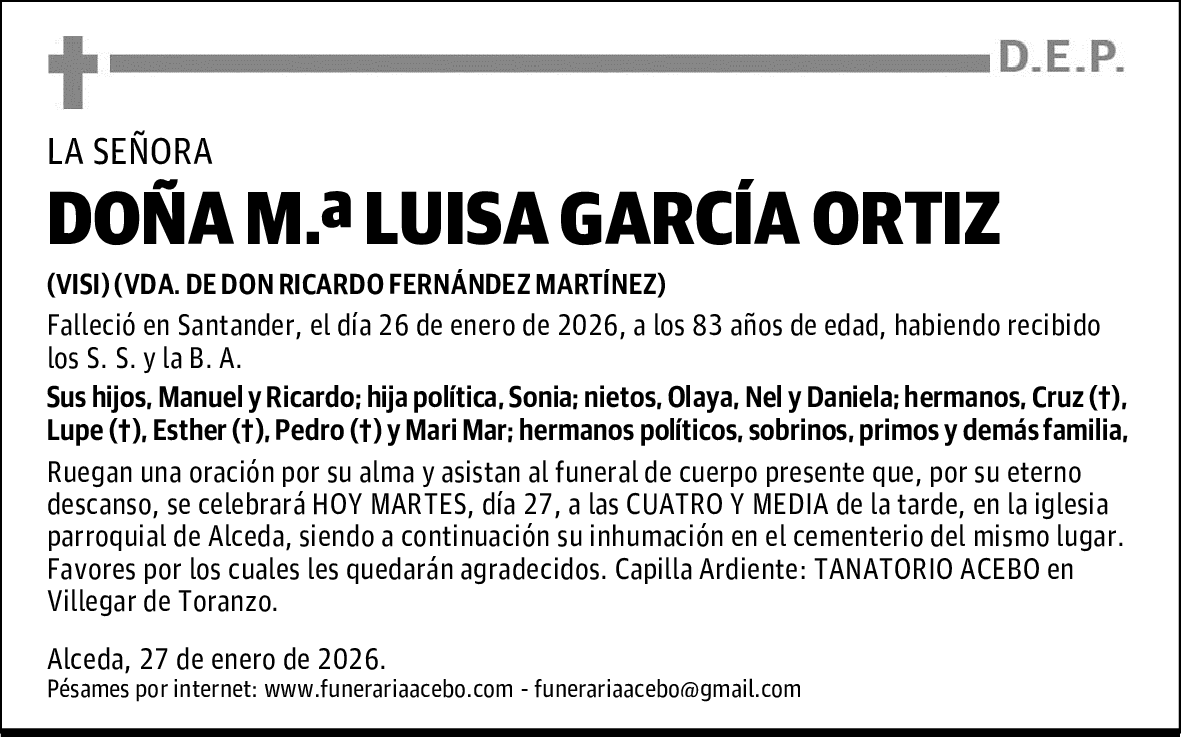 DOÑA M.ª LUISA GARCÍA ORTIZ