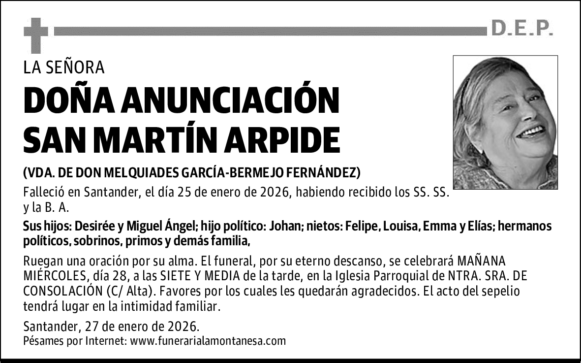 DOÑA ANUNCIACIÓN SAN MARTÍN ARPIDE
