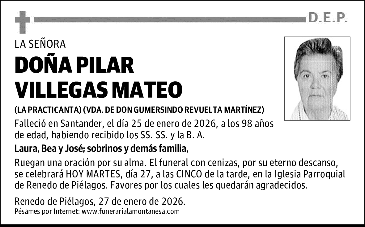 DOÑA PILAR VILLEGAS MATEO