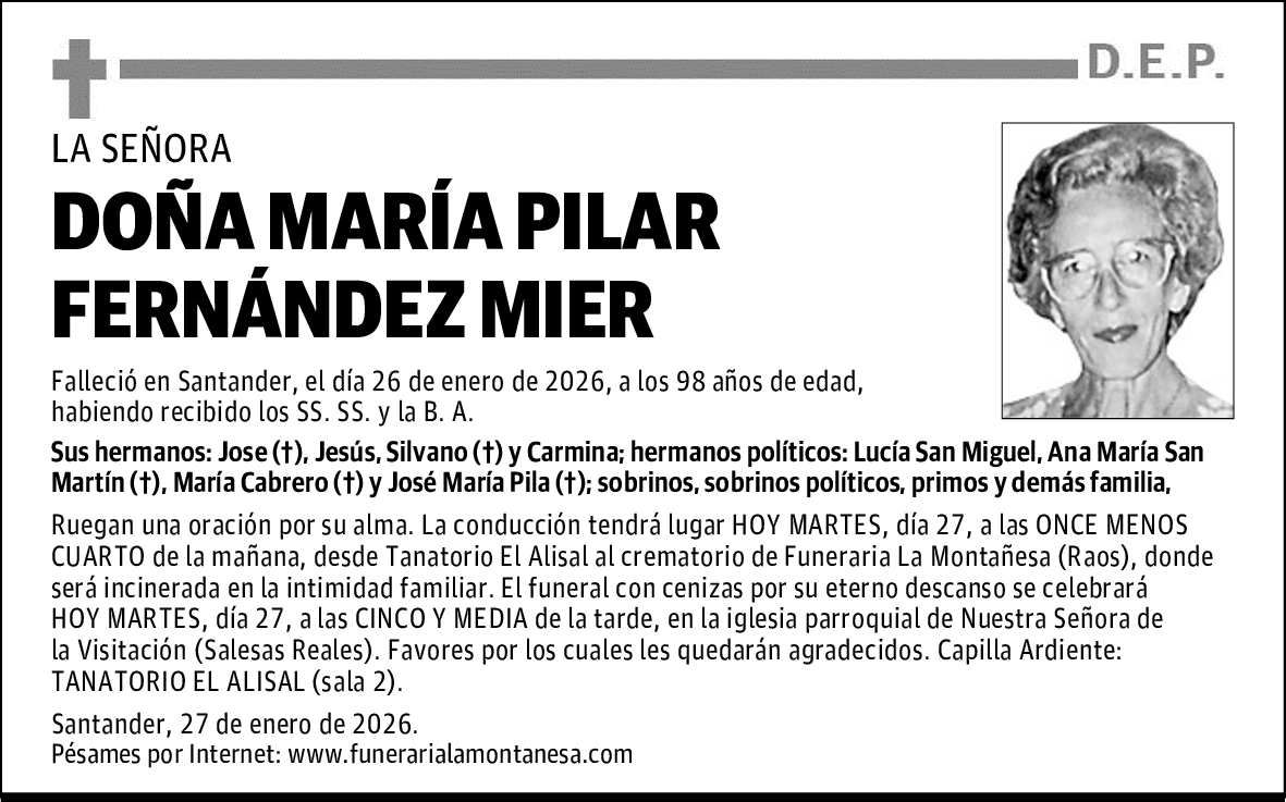 DOÑA MARÍA PILAR FERNÁNDEZ MIER
