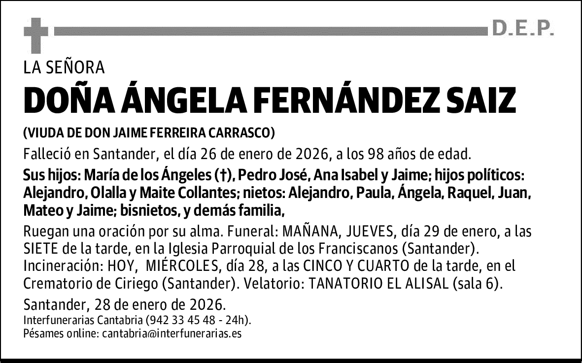 DOÑA ÁNGELA FERNÁNDEZ SAIZ