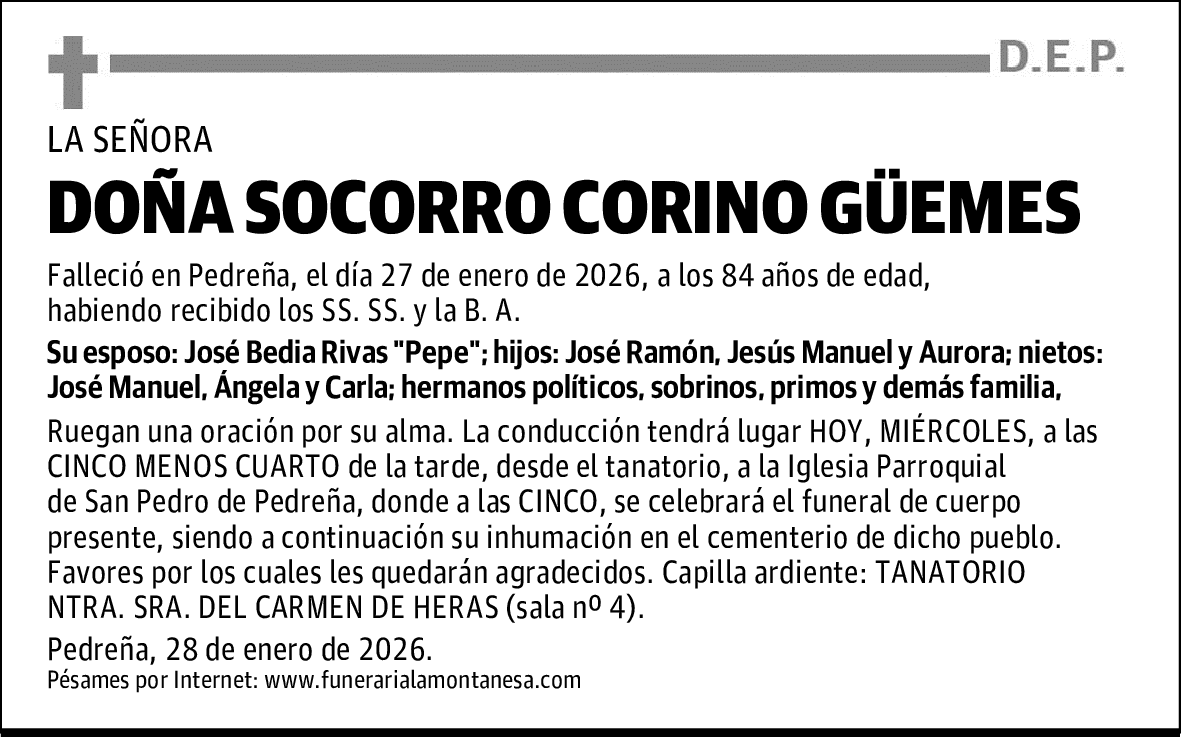 DOÑA SOCORRO CORINO GÜEMES