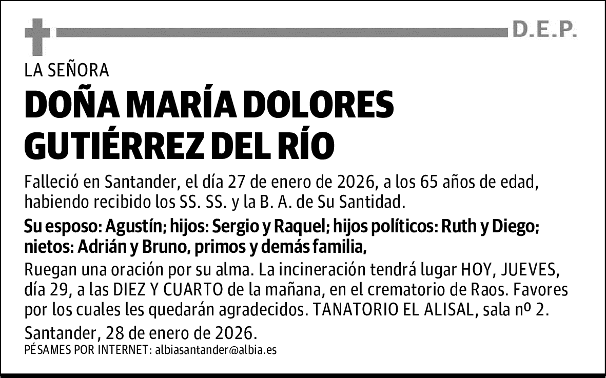 DOÑA MARÍA DOLORES GUTIÉRREZ DEL RÍO
