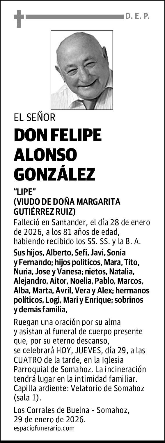 DON FELIPE ALONSO GONZÁLEZ