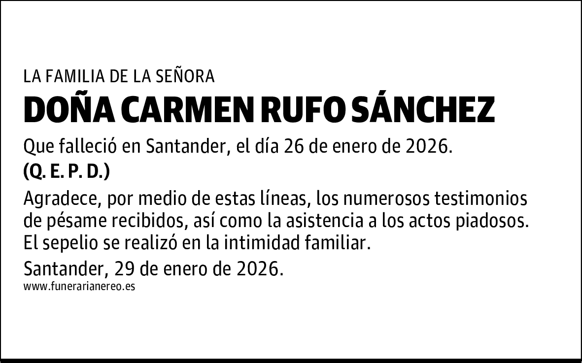 DOÑA CARMEN RUFO SÁNCHEZ