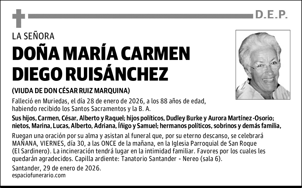 DOÑA MARÍA CARMEN DIEGO RUISÁNCHEZ