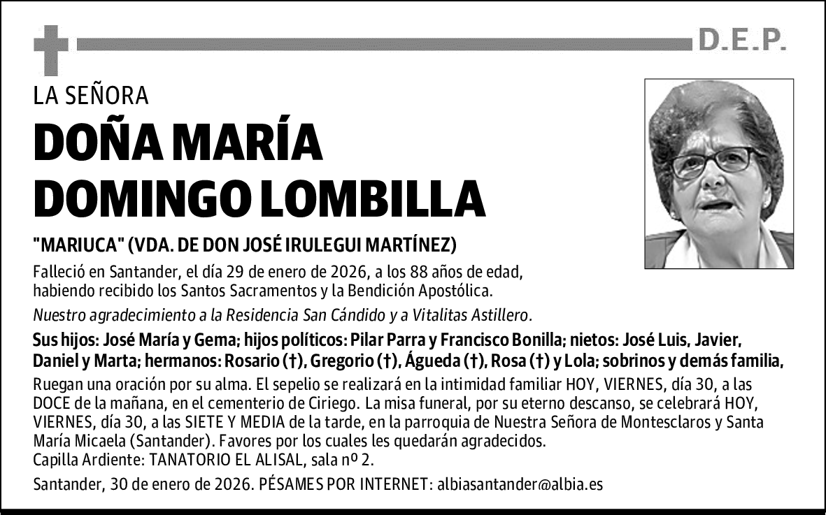 DOÑA MARÍA DOMINGO LOMBILLA