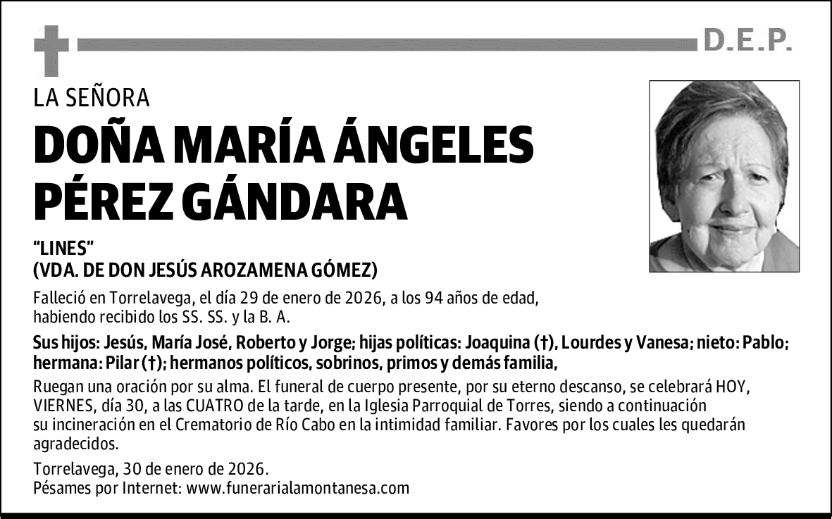 DOÑA MARÍA ÁNGELES PÉREZ GÁNDARA