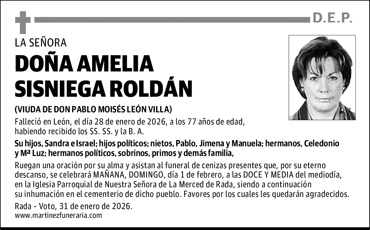 DOÑA AMELIA SISNIEGA ROLDÁN