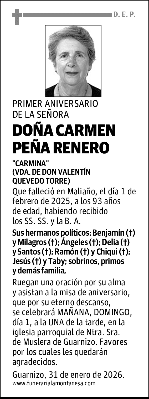 DOÑA CARMEN PEÑA RENERO
