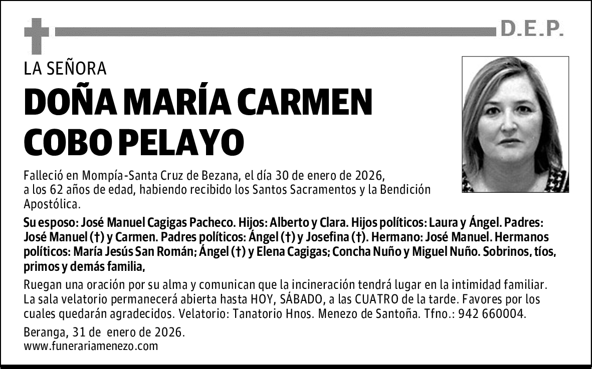 DOÑA MARÍA CARMEN COBO PELAYO