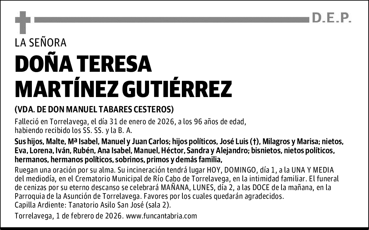 DOÑA TERESA MARTÍNEZ GUTIÉRREZ