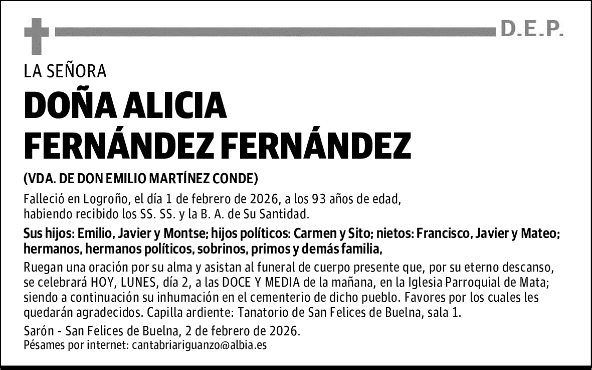 DOÑA ALICIA FERNÁNDEZ FERNÁNDEZ