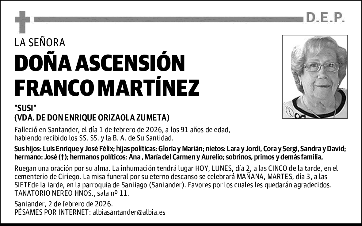 DOÑA ASCENSIÓN FRANCO MARTÍNEZ