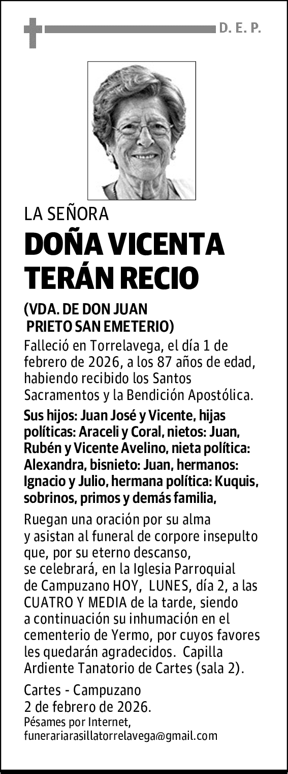 DOÑA VICENTA TERÁN RECIO