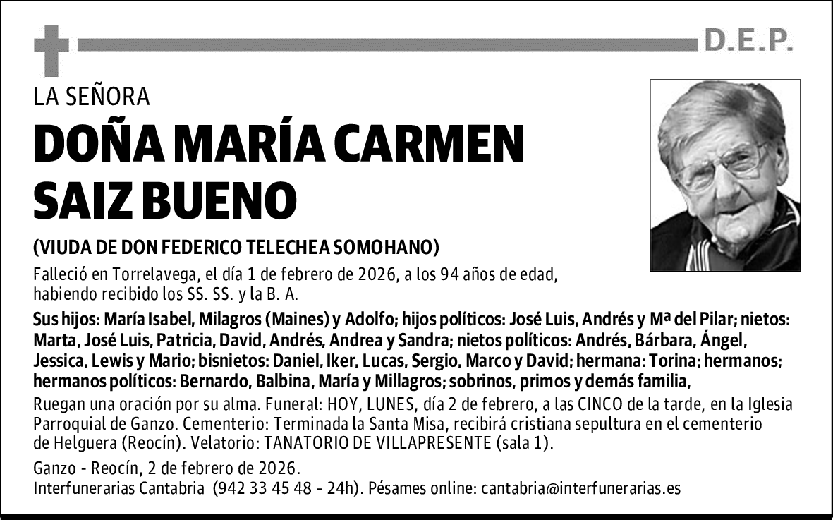 DOÑA MARÍA CARMEN SAIZ BUENO