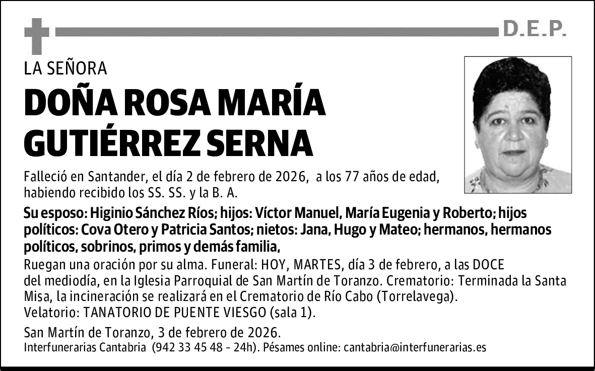 DOÑA ROSA MARÍA GUTIÉRREZ SERNA