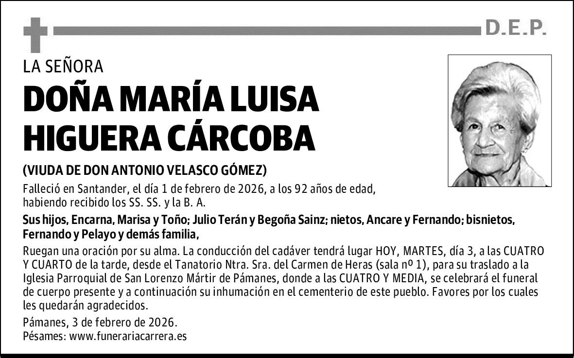 DOÑA MARÍA LUISA HIGUERA CÁRCOBA