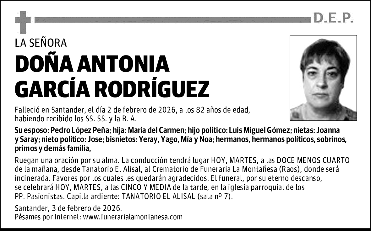DOÑA ANTONIA GARCÍA RODRÍGUEZ