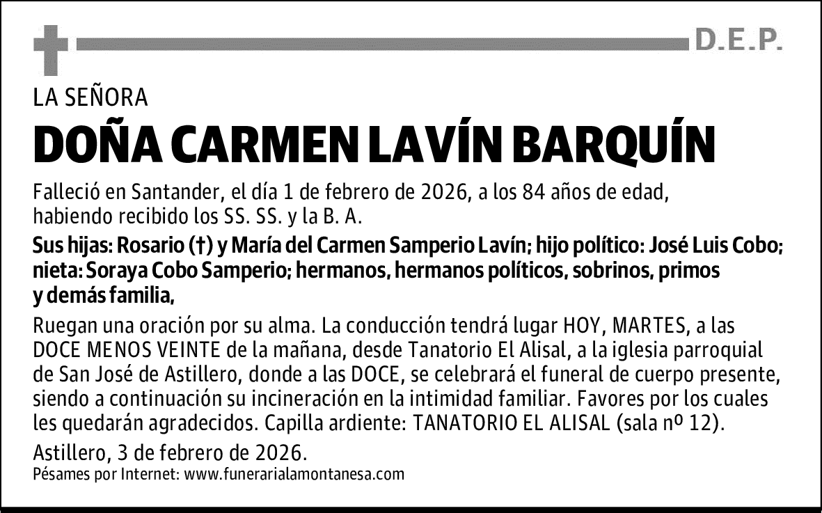 DOÑA CARMEN LAVÍN BARQUÍN