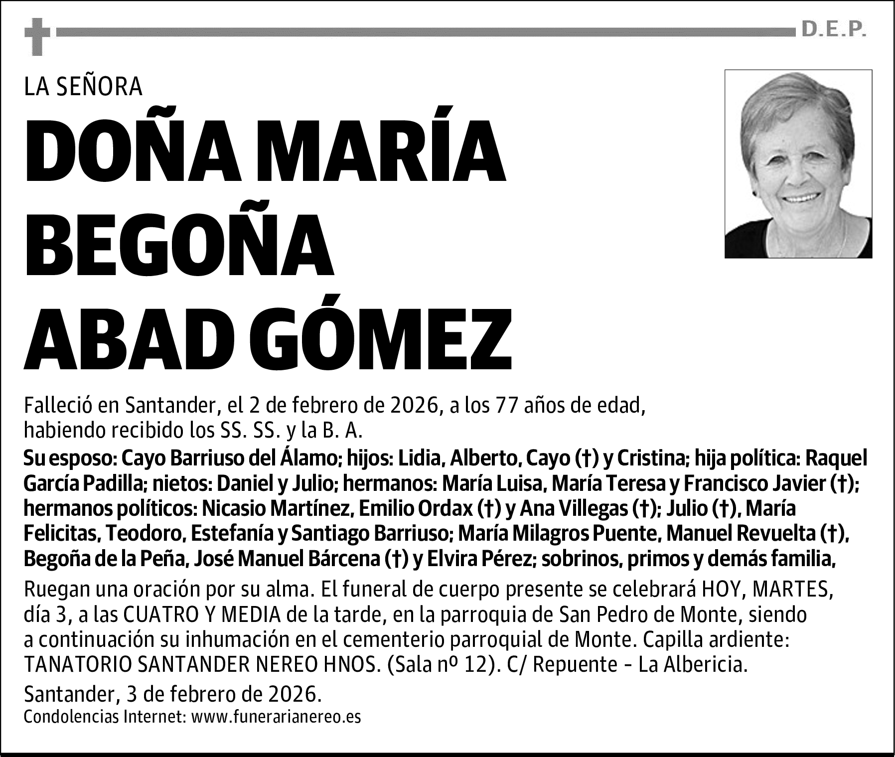DOÑA MARÍA BEGOÑA ABAD GÓMEZ