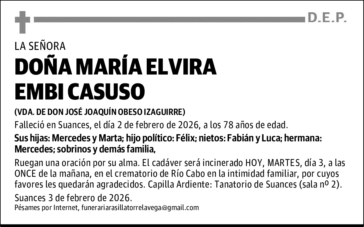 DOÑA MARÍA ELVIRA EMBI CASUSO