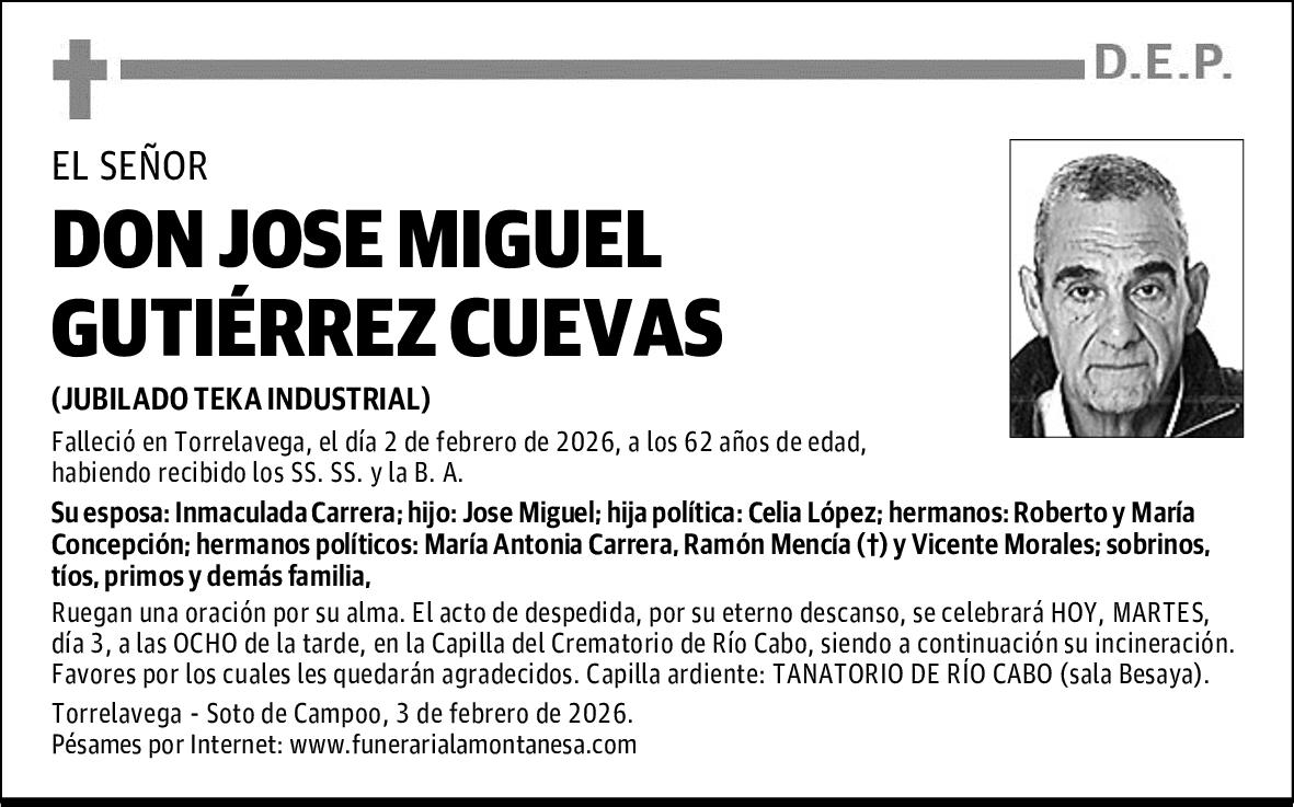 DON JOSE MIGUEL GUTIÉRREZ CUEVAS