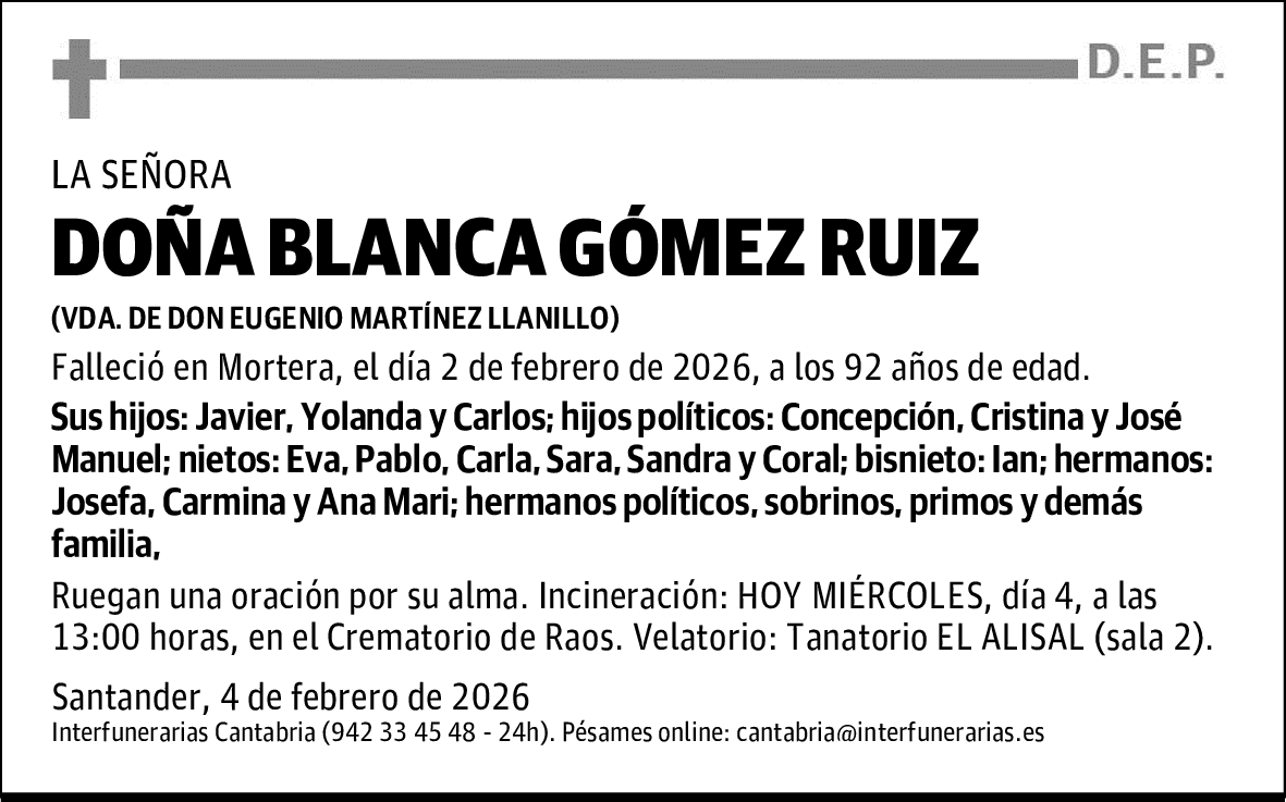 DOÑA BLANCA GÓMEZ RUIZ