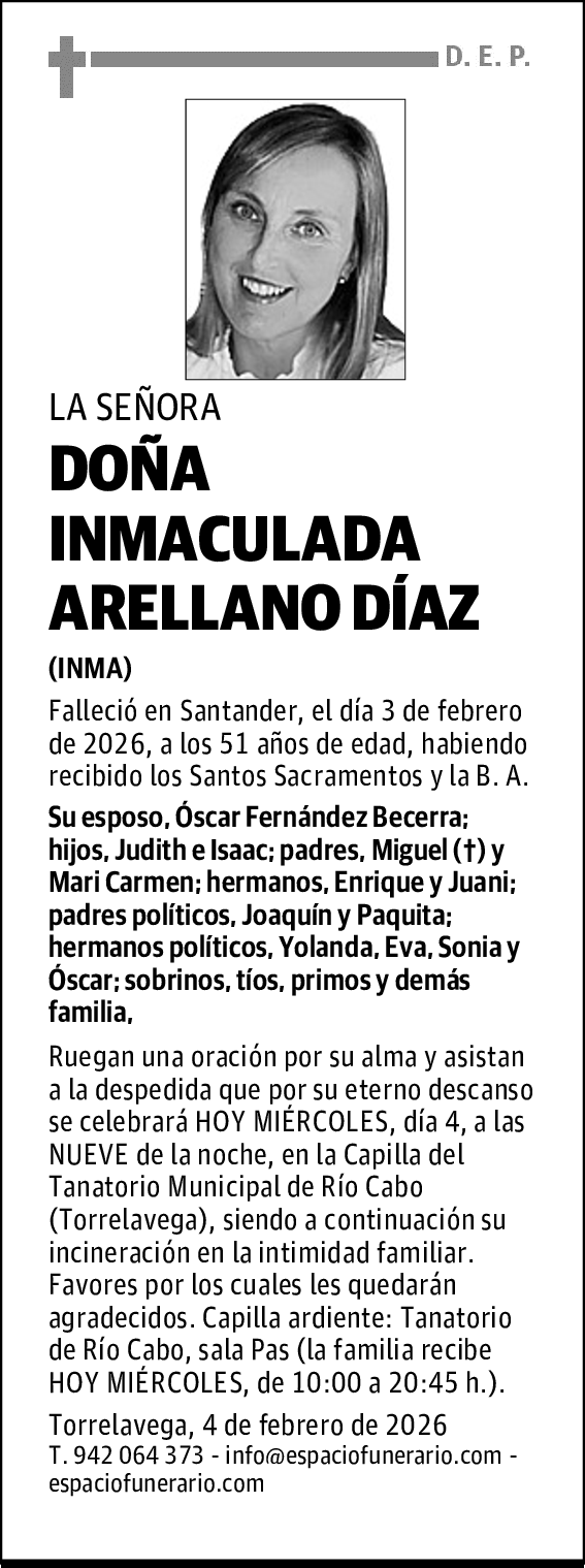 DOÑA INMACULADA ARELLANO DÍAZ