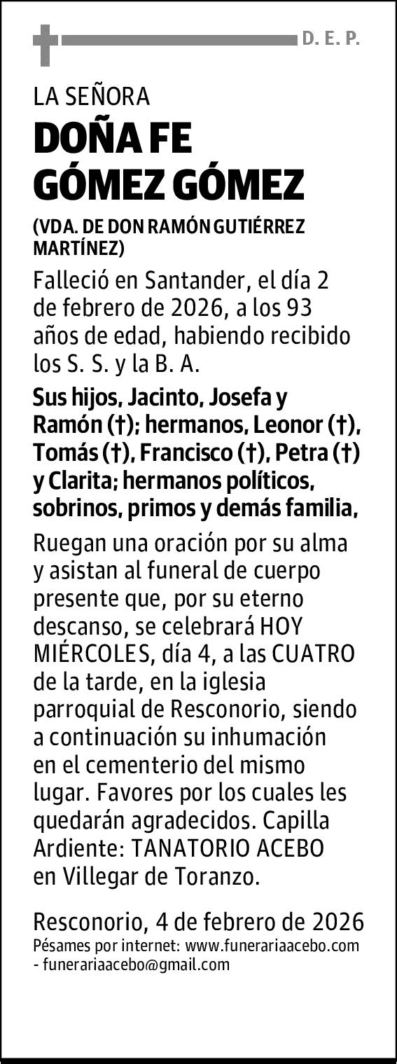 DOÑA FE GÓMEZ GÓMEZ