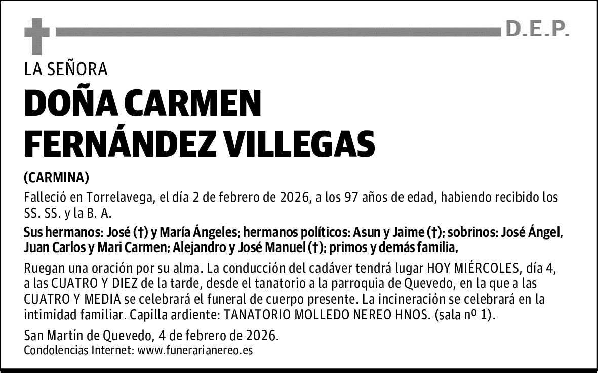 DOÑA CARMEN FERNÁNDEZ VILLEGAS