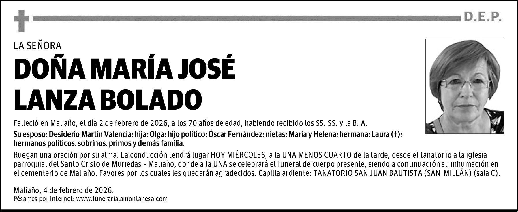 DOÑA MARÍA JOSÉ LANZA BOLADO