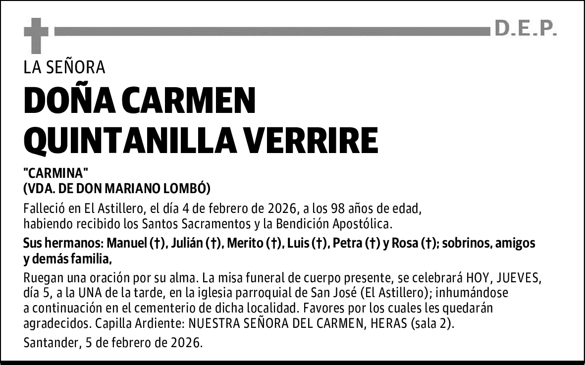 DOÑA CARMEN QUINTANILLA VERRIRE