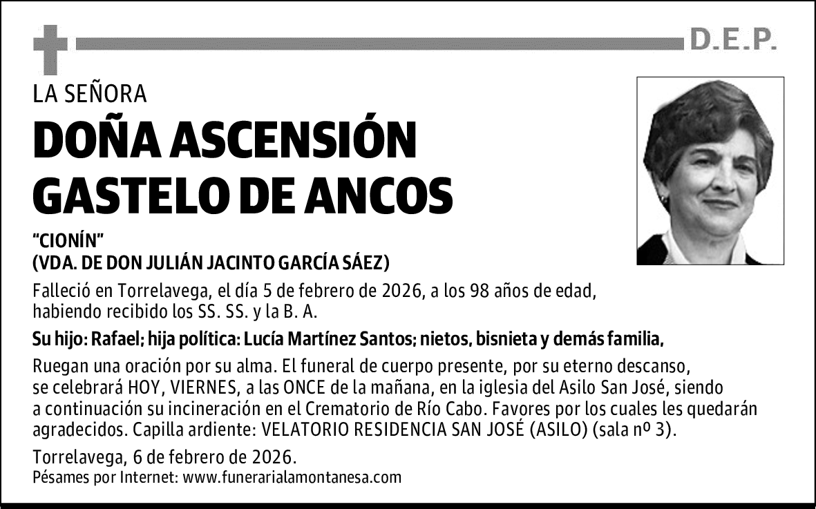 DOÑA ASCENSIÓN GASTELO DE ANCOS