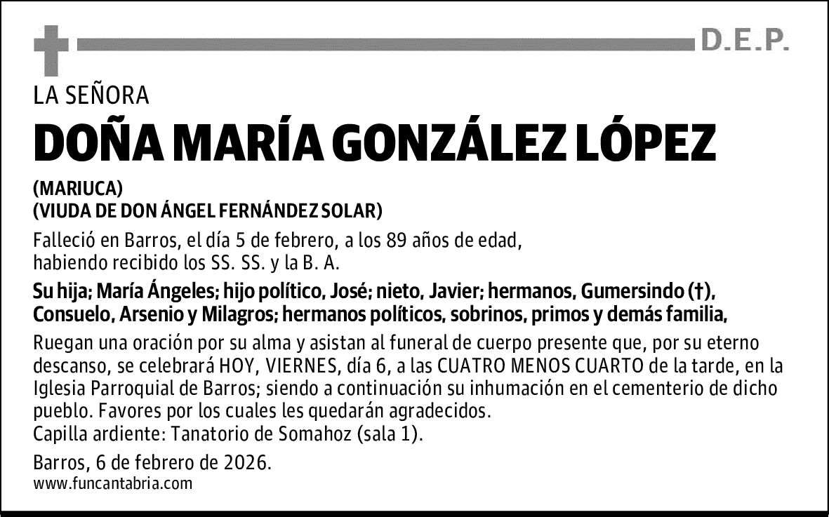 DOÑA MARÍA GONZÁLEZ LÓPEZ